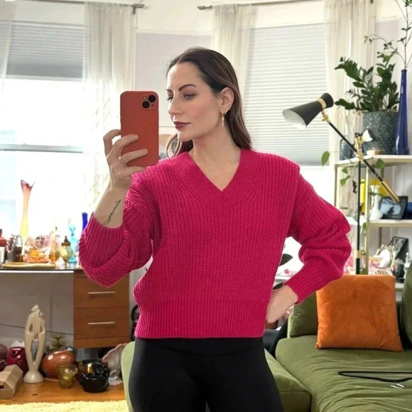 Essentiel Antwerp Fuschia Pink Cable Knit Sweater Sz XS made in Italy - Picture 1 of 12